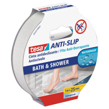 TESA Nastro antiscivolo Doccia delicato per il bagno 5m x 25mm, 5 m, Trasparente, Fort, 25 mm, 1 pezzo(i)