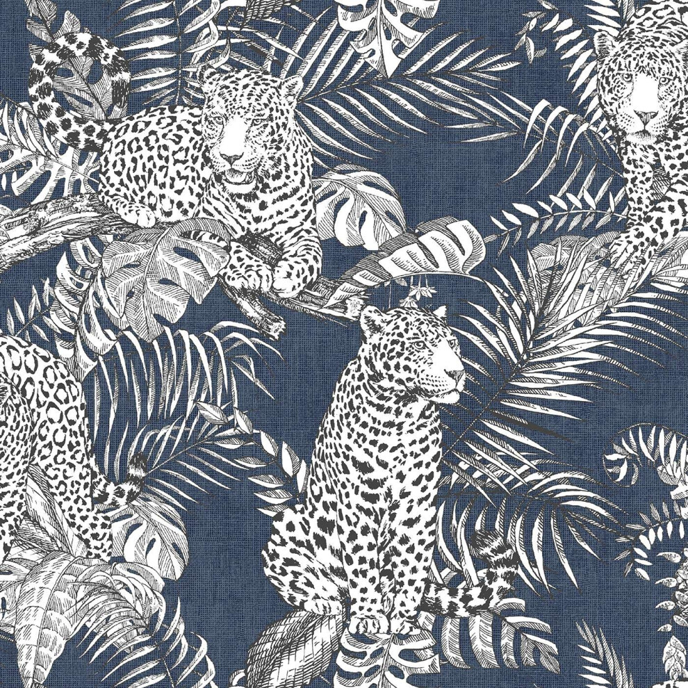 Yl Mamboa Wallpaper Darcy James Jaguar Jungle Tropical Blue 5056301450735