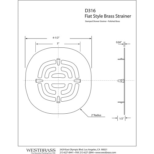 Westbrass Messing Douchezeef Rooster Mat Zwart D316-62 1