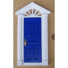 Blue Painted Wooden Opening Door Tumdee 1:12 Scale Dolls House 695B