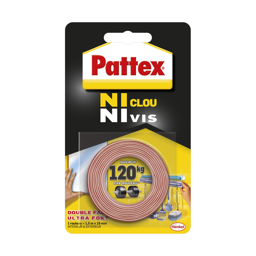 Pattex No More Nails Adhesive Tape Maximum Strain 100 Kg / 19 Mm X 1.5 M 3178040503908