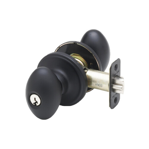 Copper Creek EK2040BC Egg Door Knob Keyed Entry Function 1 Pack in Black