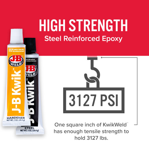 J-B Weld 8276 KwikWeld Γρήγορη Ρύθμιση Χάλυβα Ενισχυμένη Εποξία - Σκούρο Γκρι 2 oz 1