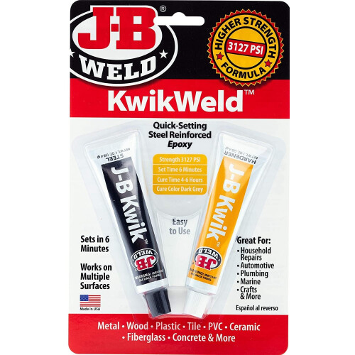 J-B Weld 8276 KwikWeld Γρήγορη Ρύθμιση Χάλυβα Ενισχυμένη Εποξία - Σκούρο Γκρι 2 oz