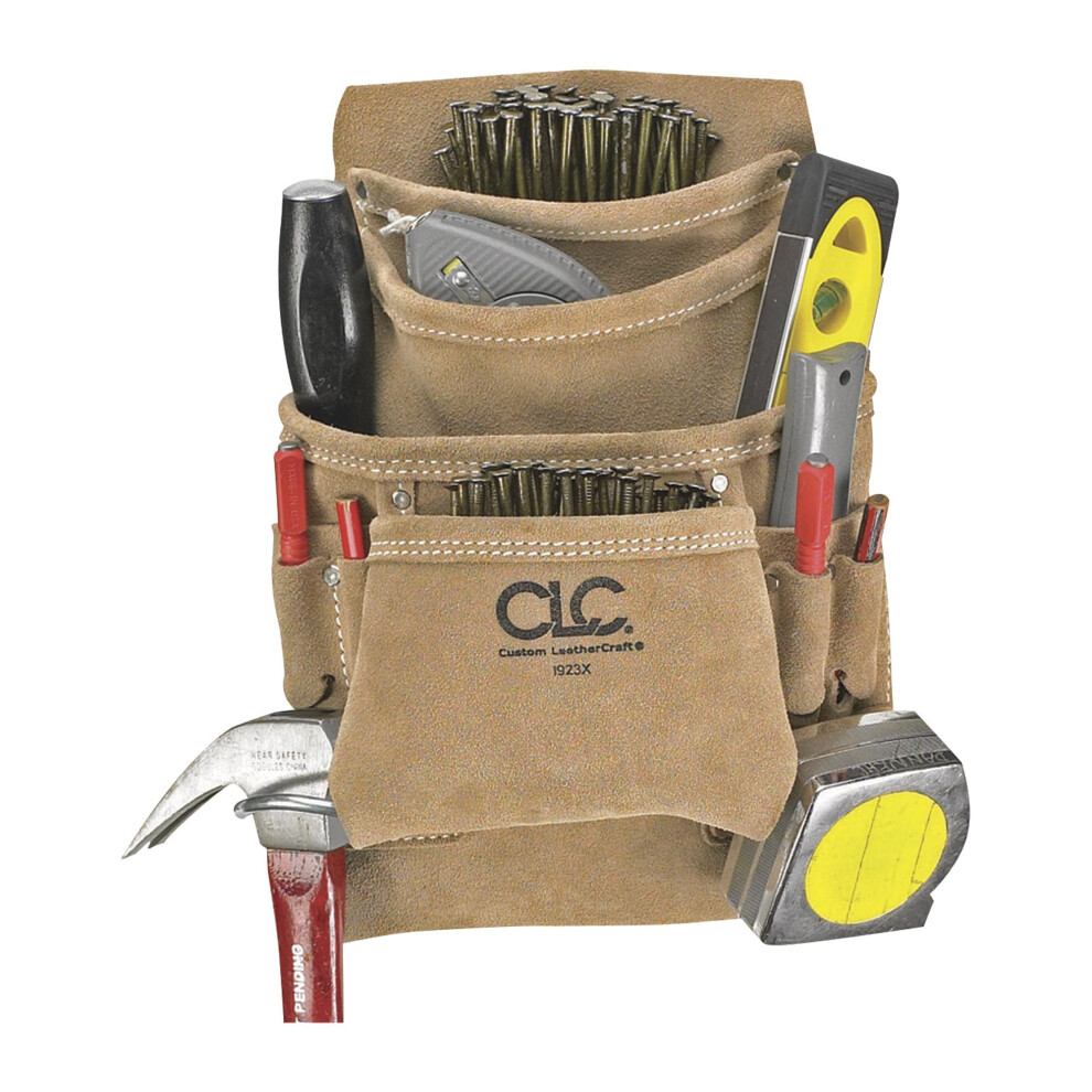 Custom Leathercraft Clc I923x Suede Carpenter's Nail And Tool Bag 10 Pocket 084298269233