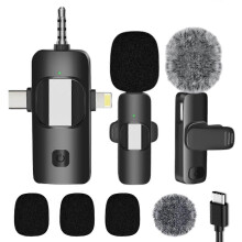 (As show, One size) 3-in-1 Wireless Lavalier Microphones for iPhone, Android, PC, Vlogging & Video Recording