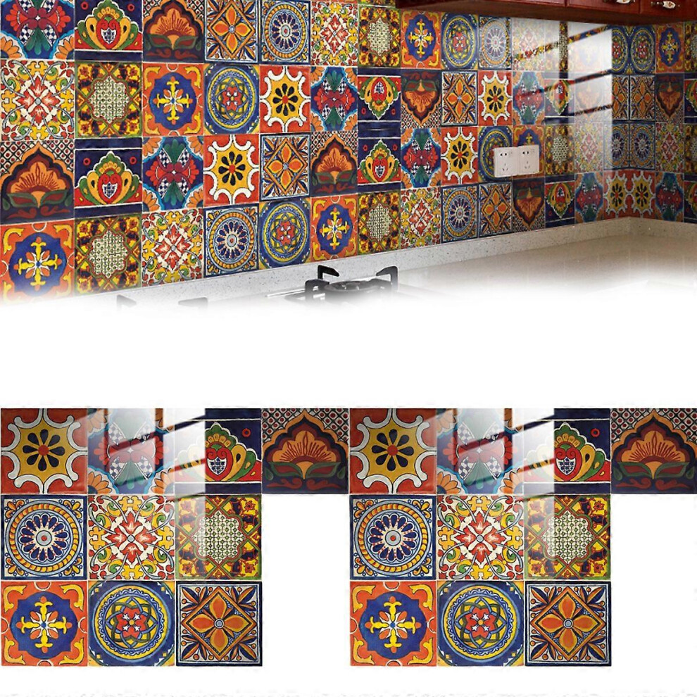 (As Show, One Size) Mosaic Kitchen Wall Stickers, Colorful Wall Tile Stickers, For Bathroom 6910540334807