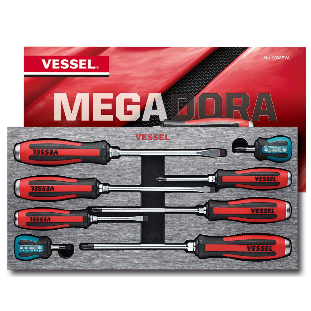 VESSEL MEGADORA Tang-Thru Screwdriver Set 8pcs. 9308EVA (EVA Foam set/Tang Thru)-image-OPC-PGHS676-NEW