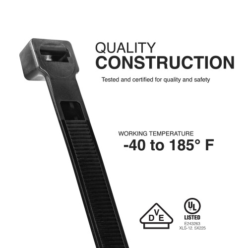 TR Industrial 8.9"""" Multi-Purpose Cable Tie 100-Piece 250lbs Load Capacity Black 2