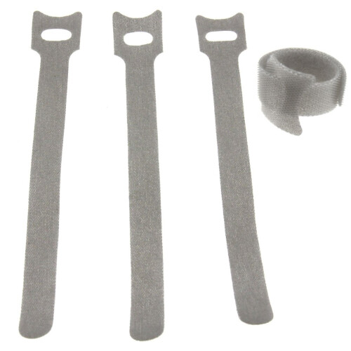 SING F LTD 100Pcs Reusable Gray Adjustable Cable Tidy Strap Ties Tidy Wrap Hook Loop 1