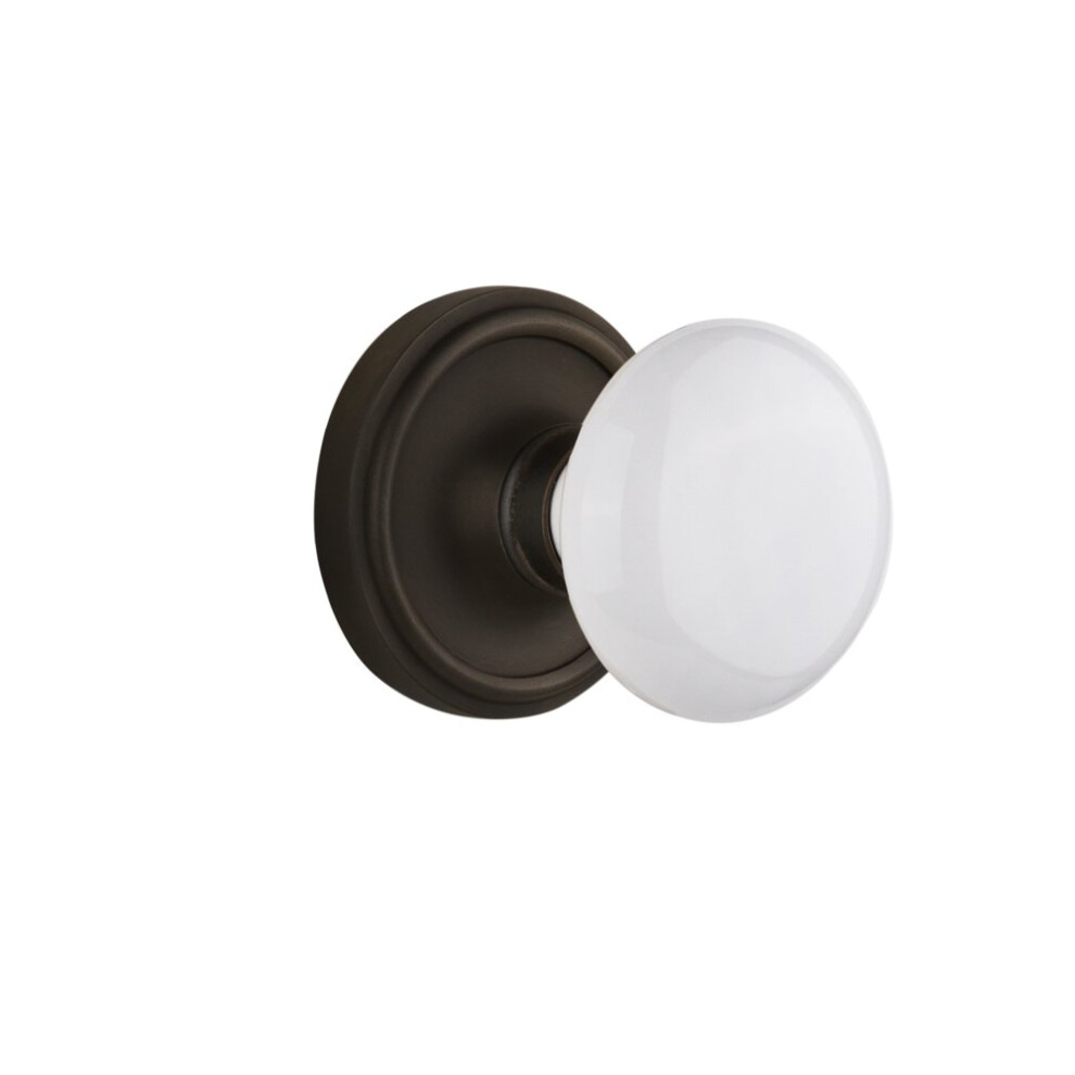 Photos - Door Handle Nostalgic Warehouse Classic Rosette White Porcelain Round Door Knob Oil Rubbed Bronze 704841