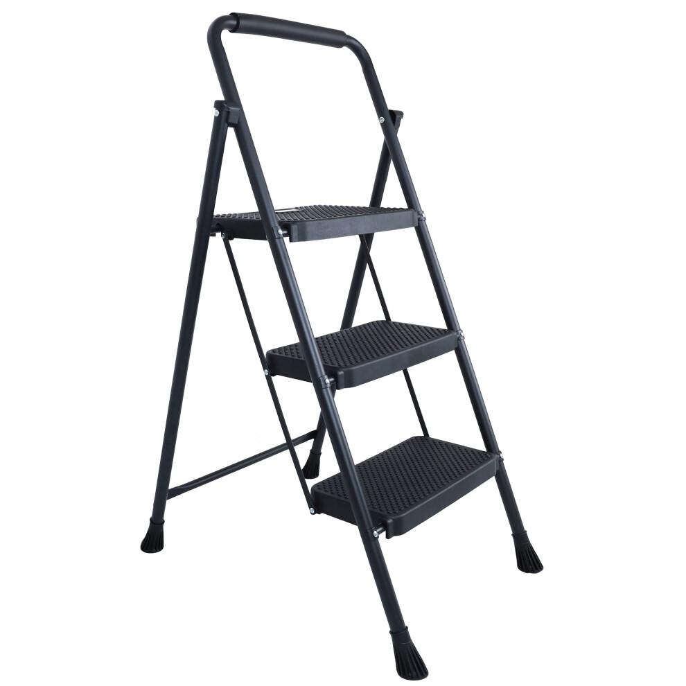Elevon Folding Step Stool With Wide Anti-Slip Pedal 330Lbs Sturdy Steel Ladder 3-Step 810127321731