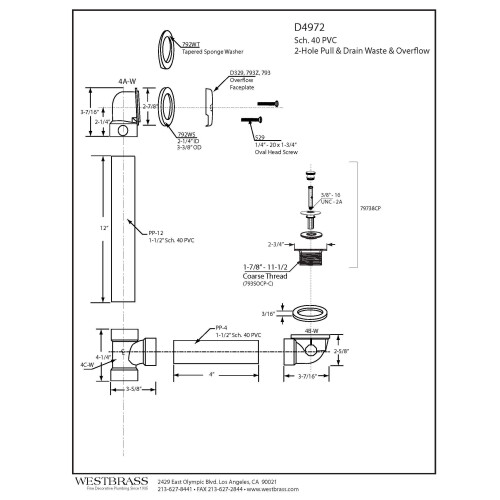 Westbrass Pull & Drain Sch. 40 PVC Bath Waste with Two-Hole Elbow Matte Black D4972-62 1