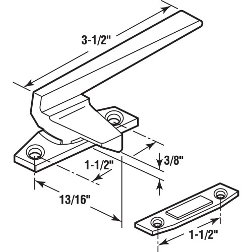 Prime-Line H 3821 Δεξιόστροφος Λευκός Χειριστής Κλειδώματος με Offset Βάση 1