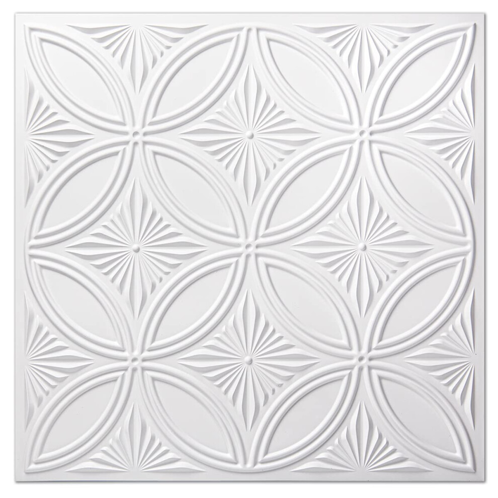 Art3d Decorative Pvc Drop Ceiling Tile 2Ft X 2Ft In White Glue Up Ceiling Panel 24 X 24In.12pcs 6941197816835