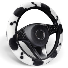 ALEMODR Koe Print Pluche Stuurhoes Pluizig Winter Warm Universeel 15 inch voor Dames Meisjes