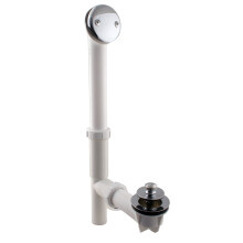 Westbrass Y594244CP White Tubular Twist & Close Bath Waste and Overflow Assembly Polished Chrome