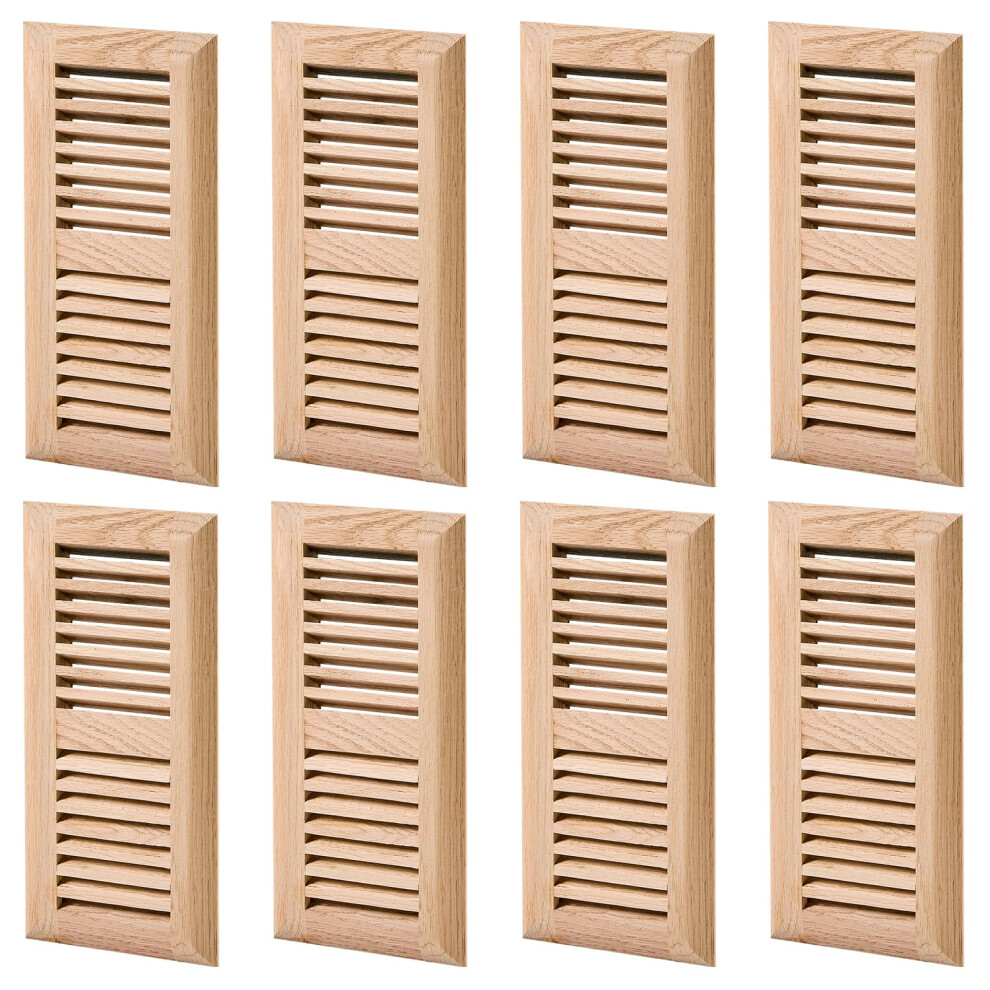 Homewell 8 Pcs Pack Red Oak Wood Floor Register Drop In Vent 4X10 Inch With Damper Unfinished 718879977605