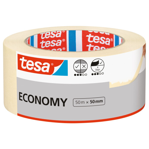 TESA Ruban de masquage Protection Basic - 50m x 50mm - Sans trace 4 jours