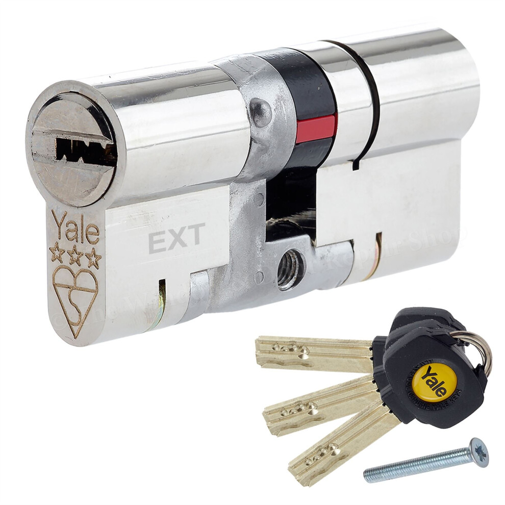 Yale B-Ys3-5045N Anti-Snap 3 Star Euro Double Cylinder High Security 50:45 (95Mm) Nickel Finish 5011802266896