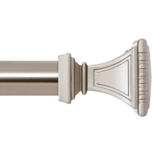 Ivilon dekorative vinduesgardinstang - udsk?ret firkantede endestykker 1 1/8 i stang 28 til 48 tommer satin nikkel