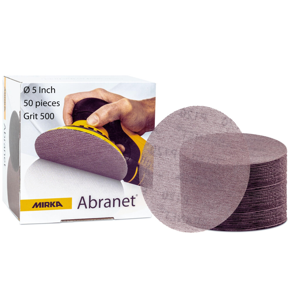 Mirka Abranet Net Disc / 5 Inch/Grit 500 / Sandpaper Sanding Discs Hook And Loop / 50 Pcs / 9A-232-500 842028020543