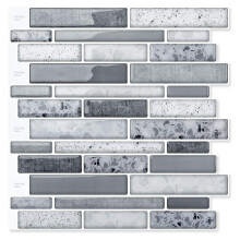 Art3d Peel and Stick Brick Kitchen Backsplash Self-Adhesive Wall Tile Stone Design 10 Sheets (Grey Marble)