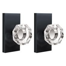 HIEMEY Octagon Glas Kristal Half Dummy Deurknop Mat Zwart Niet-Draaien Bifold en Kastdeurknoppen 2 Pack