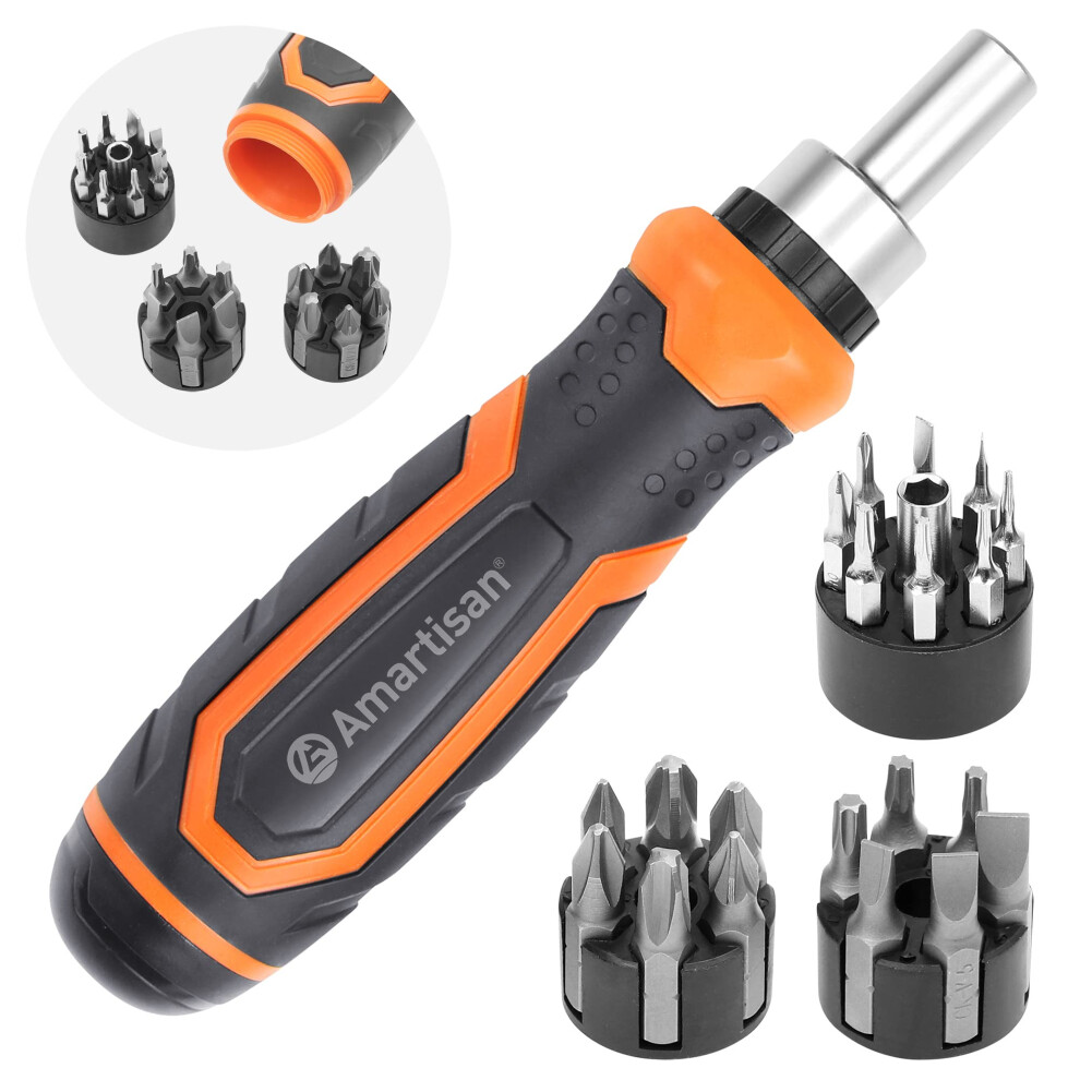 Amartisan 22 In 1 Ratchet Screwdriver Set Precision Multi-Bit Ratchet Screw Drivers Slotted/Philips/Pozi/Torx 738596446406