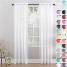 Megachest a pair of 36 drop lucy voile curtain with tie backs 35 colors (pure white 56wideX36drop(W142cmXH915cm))