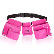 Lautus Pink Tool Belt/Pose/Bag Carpenter Construction Framers Elektriker | 11 Lommer | 2 stålhammerindehavere |