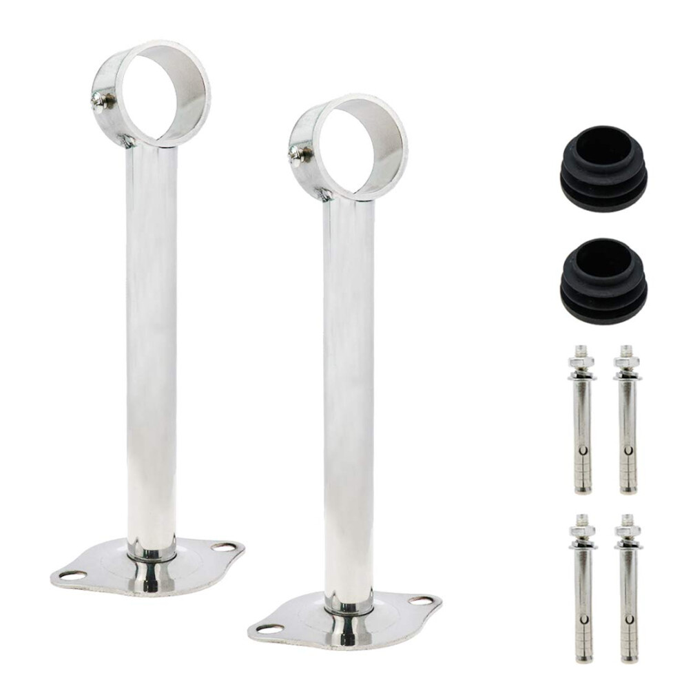 Rannb Ceiling-Mount Bracket Wardrobe Pipe Bracket Rod Lever Support Holder Fit 32 To 33Mm Rod 200Mm/7.87 Length-2Pcs 681599399067