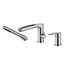 Wowkk Waterfall Romano rubinetto romano rubinetto cromo molla rubinetti vasca da bagno rubinetti di riempimento in ottone rubinetti da bagno con docc