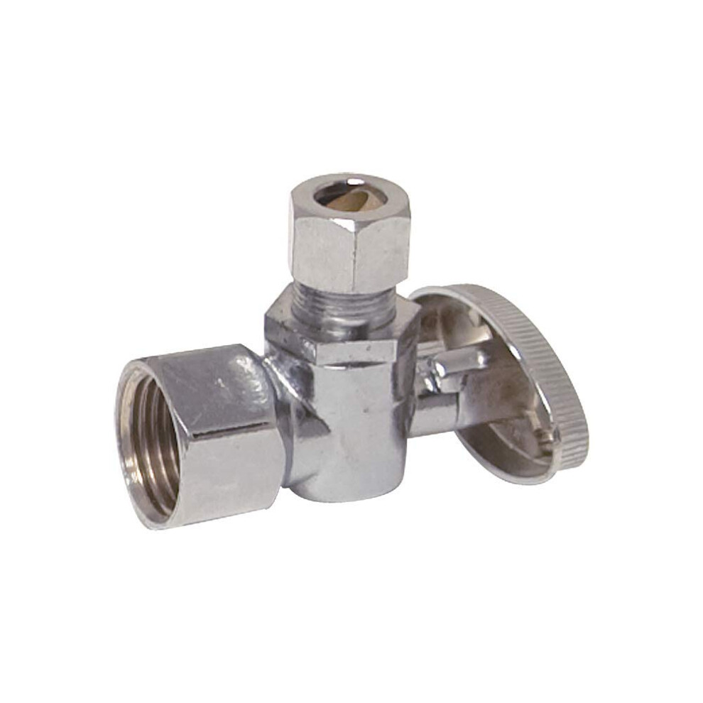 Eastman 3/8 Inch Fip X 3/8 Inch Od Compression Quarter Turn Angle Stop Valve Brass Plumbing Fitting Chrome 10731Lf 091712421344