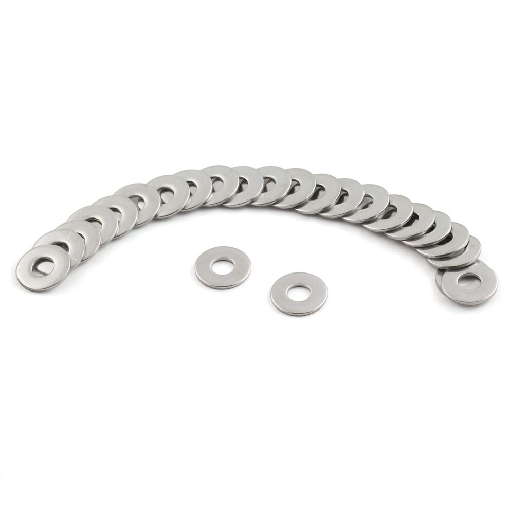 Pzrt 24Pcs M6 304 Stainless Steel Flat Washer Adjustment Hardware Fitting Accessories Metal Gasket For Bolts & Screws 713838218768