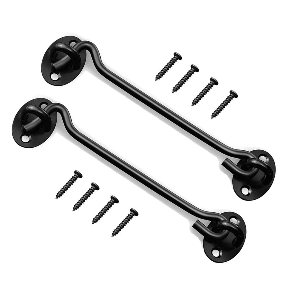 2 Pack 8 Stainless Steel Barn Door Hook And Eye Latch Lock For Cabin Garage Shed Gate Catch Silent Holder(8 Inch Black) 740646033191