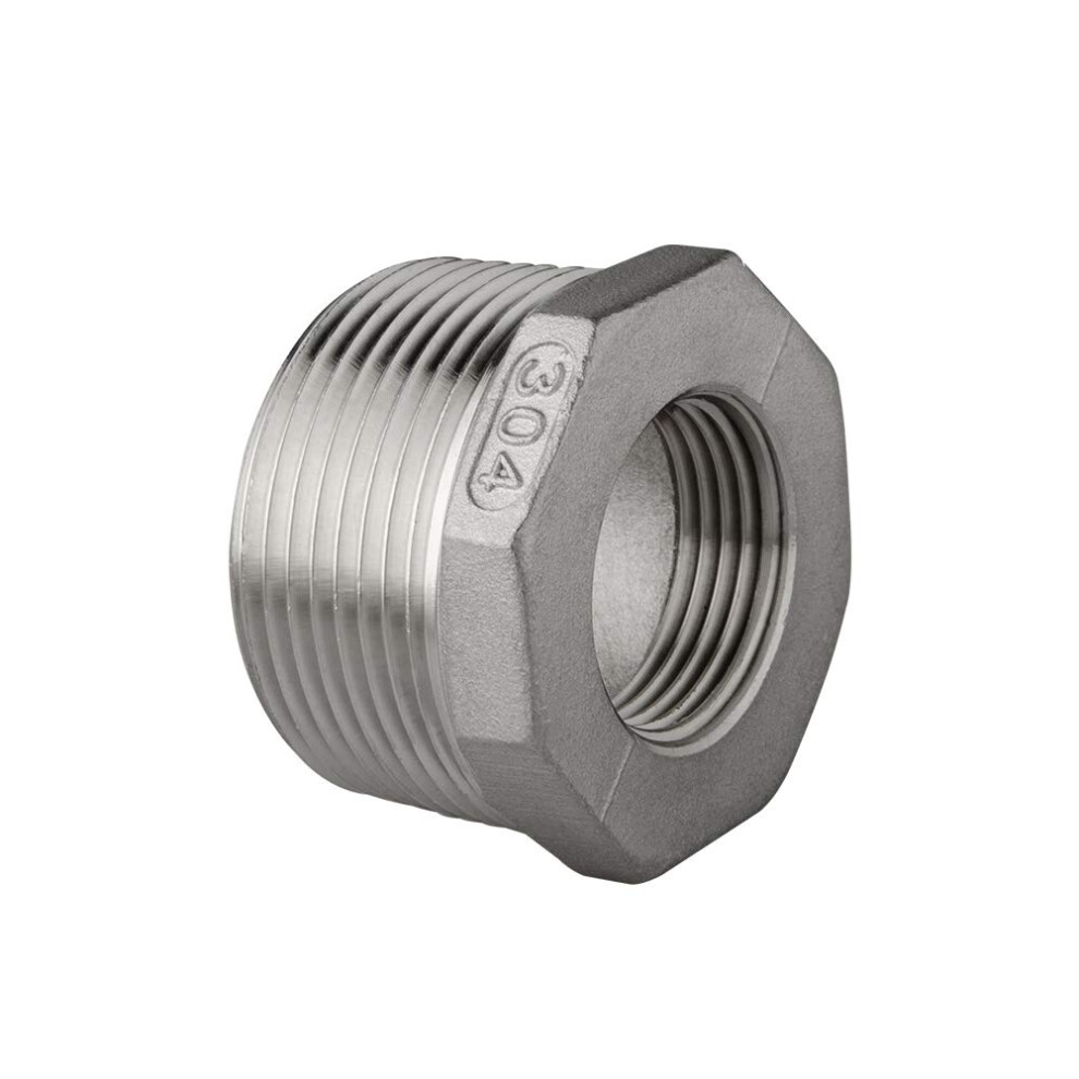 Quickun Stainless Steel Reducing Hex Bushing 1 Male Npt To 14 Female Npt Reducer Bushing Pipe Hose Fitting( Pack Of 1) 737269689492
