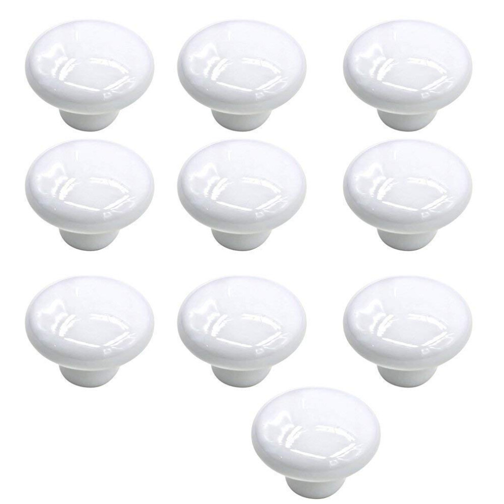 Mallofusa Round Knob 32Mm Cabinet Ceramic Round Pull Knob For Drawer Dresser Kitchen Wardrobe Handles 10 Pack White 749662789419