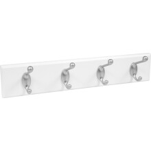 High & Mighty 515703 Rack 4 Hook Rail latwa instalacja suchej sciany bez narzedzia do 30 funtw 18 "" bialy i srebrny