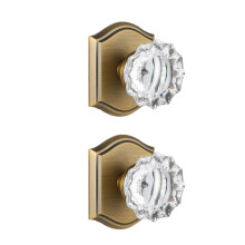 CLCTK 2 Pack Crystal Glass Dummy Door Knobs  Non-Turning Single Side Dummy Door Knob for Interior Doors in Antique Brass