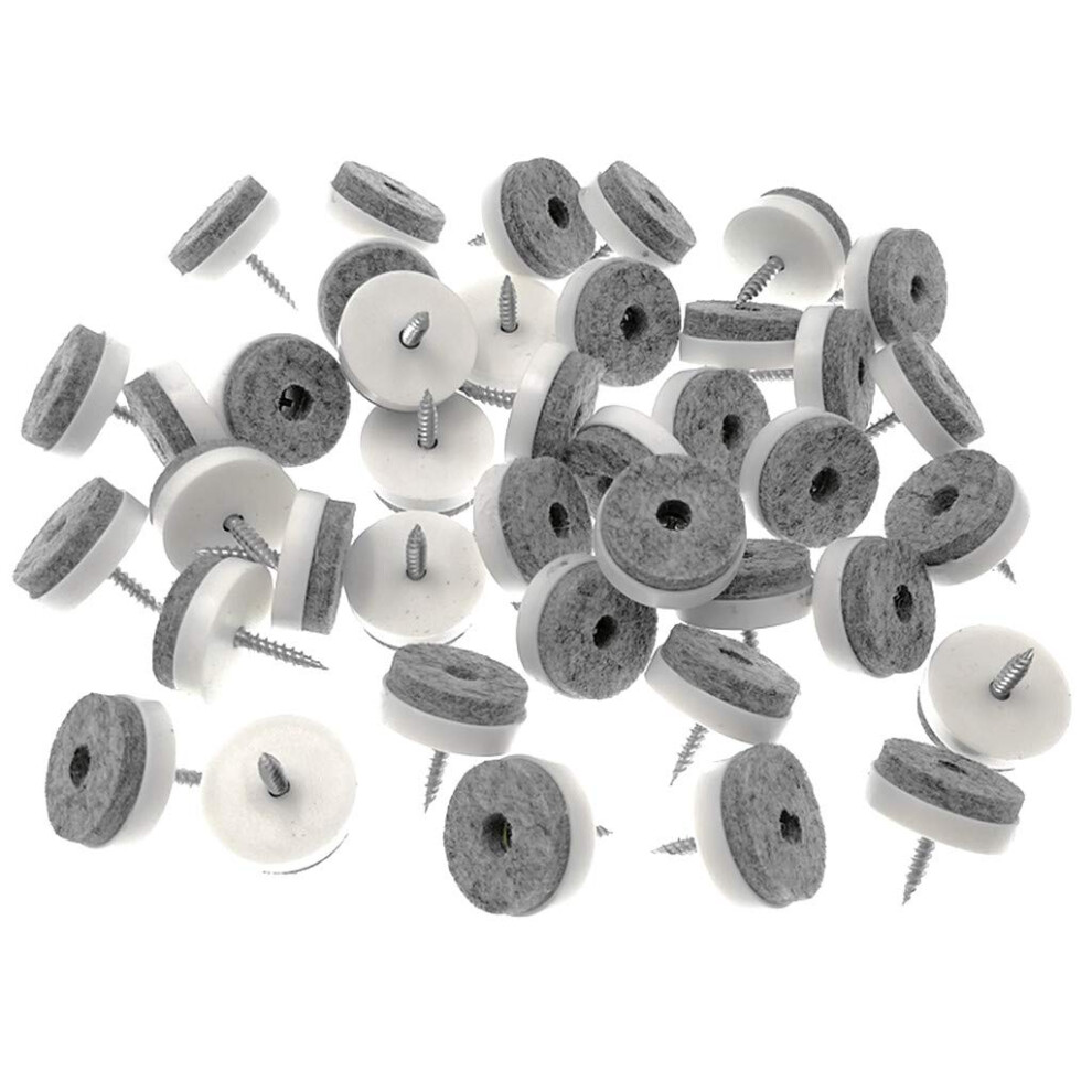 40Pcs Furniture Glide Screw-On Felt Pad Slider Floor Protector For Wooden Leg Feet Of Chair Table Sofa(F20mm Or 0.8 White) 784237239111