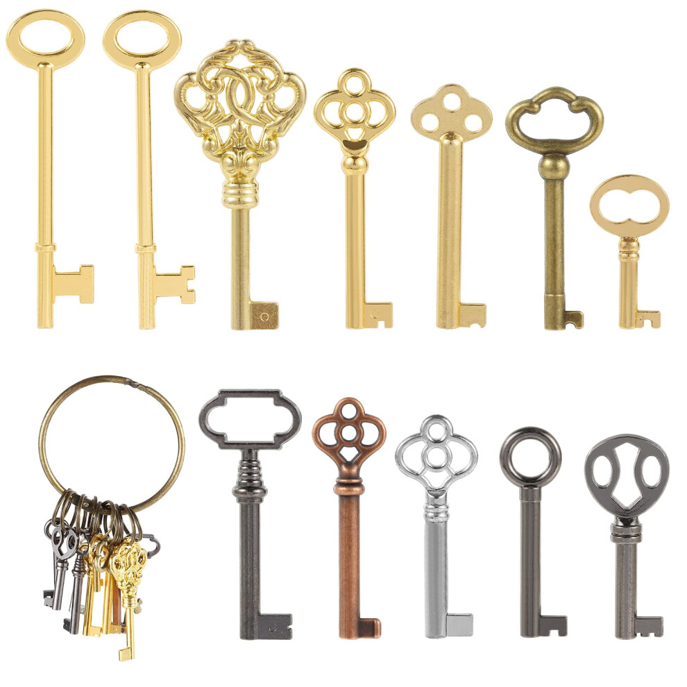 12Pcs Hollow Barrel Skeleton Key Universal Barrel Key Replacement Generic Skeleton Key For Vintage Furniture And Locks 724891837919