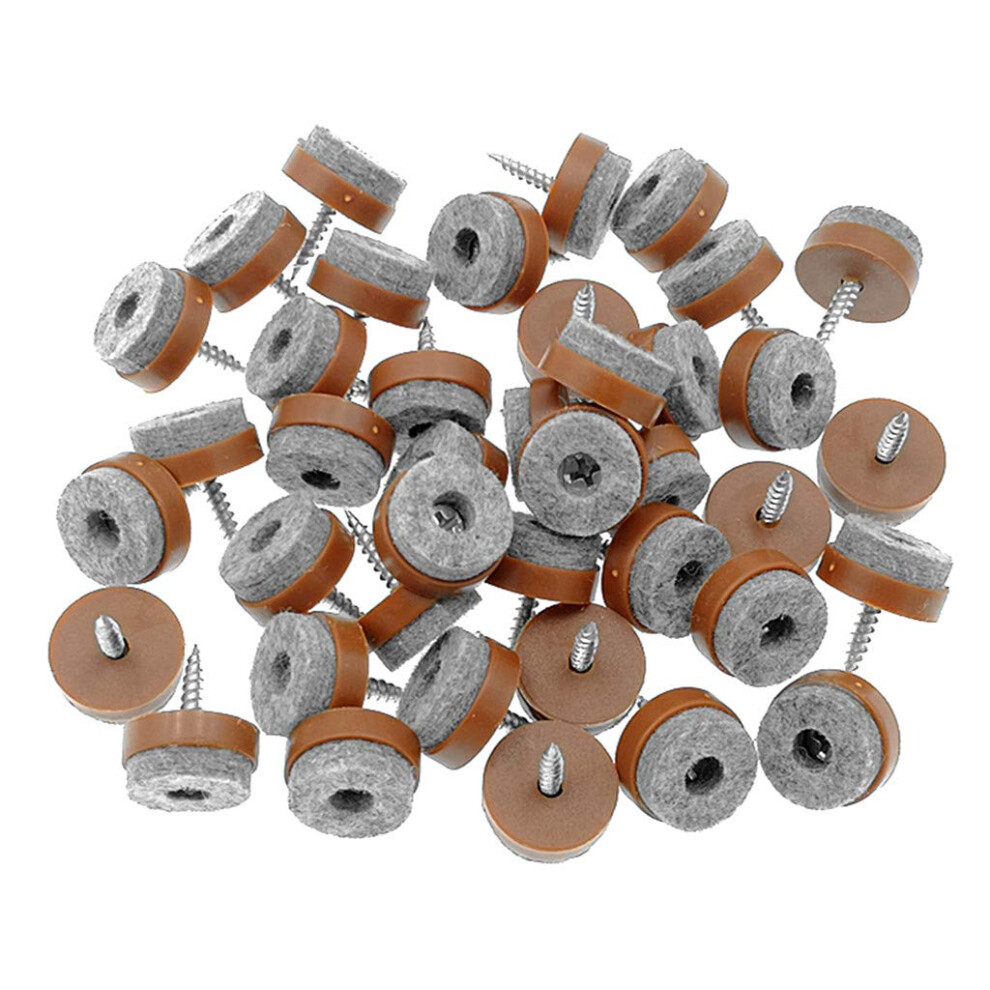 40Pcs Furniture Glide Screw-On Felt Pad Slider Floor Protector For Wooden Leg Feet Of Chair Table Sofa(F24mm Or 0.95 Brown) 799460180383