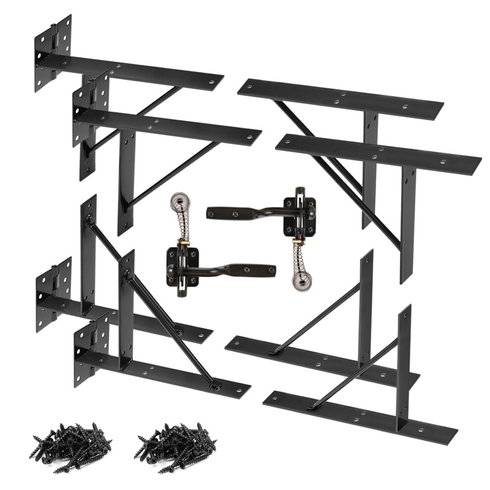 Mofeez Gate Corner Brace Bracket No Sag Kit For Shed Doors Driveway Gates Corral Gates Wood Windows (With Gate Latch 2 Sets) 612461436818