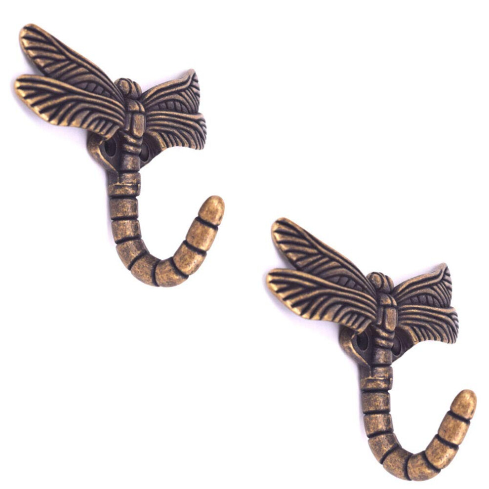 Geenite Lot de 2 patères décoratives en forme de libellule pour vêtements, porte-manteau mural, pour sac à main, clés, serviettes, peignoirs (bro