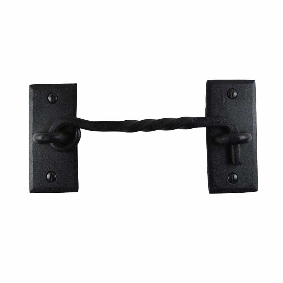 Renovators Supply Manufacturing Hook And Eye Latch 6.5 In. Black Wrought Iron Door Lock Latch/Gate Latch With Mounting Hardware 096962359928