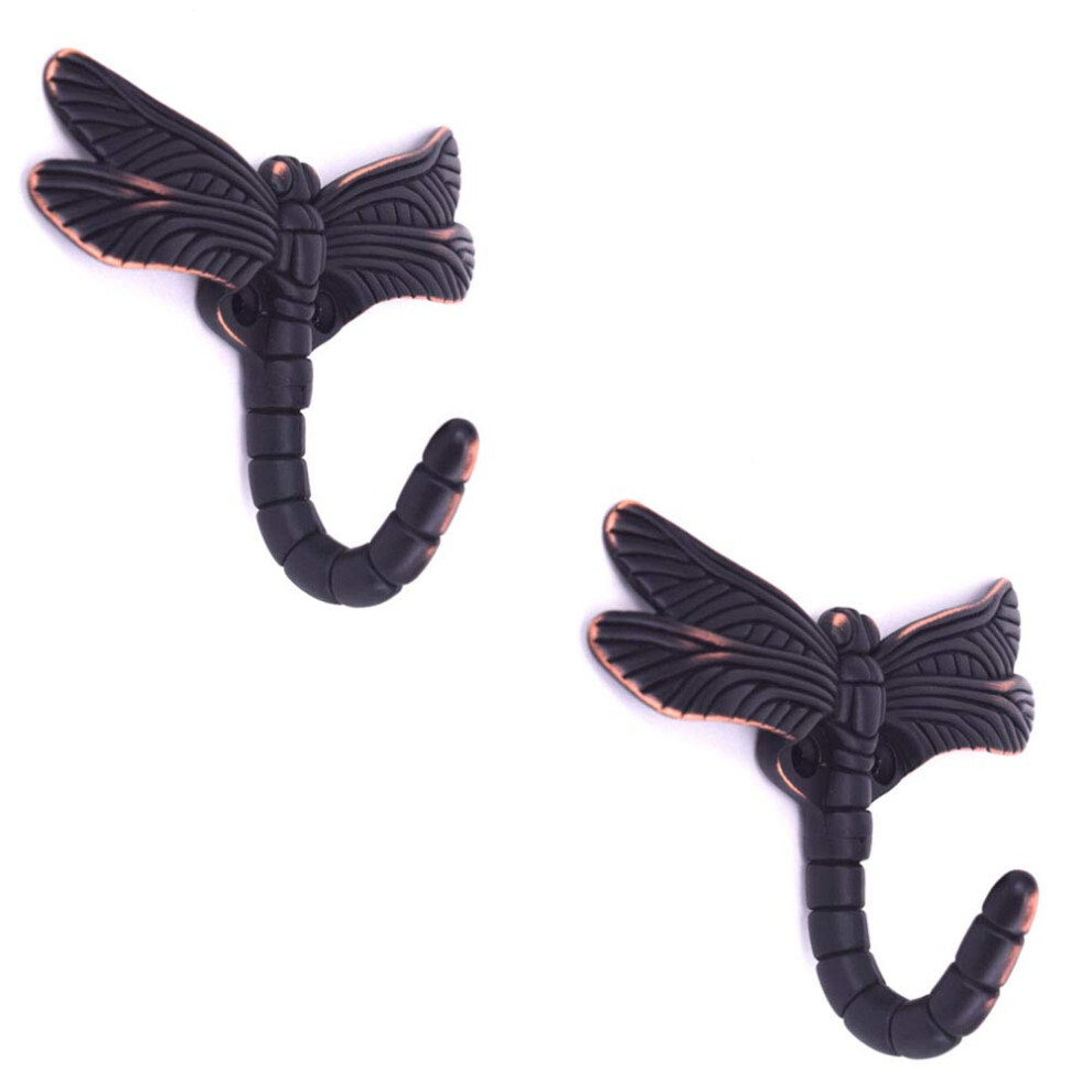 Geenite Lot de 2 patères décoratives en forme de libellule pour vêtements, porte-manteau mural, pour sac à main, clés, serviettes, peignoirs (bro
