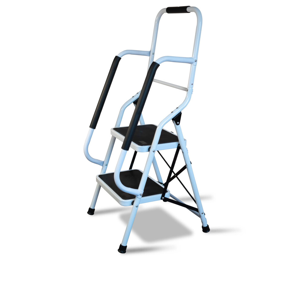 Step Stool With Handrail. Step Ladder Non-Slip Steps Portable Durable And Sturdy Wide Pedal Multi-Use For Household And Office 5021196838746
