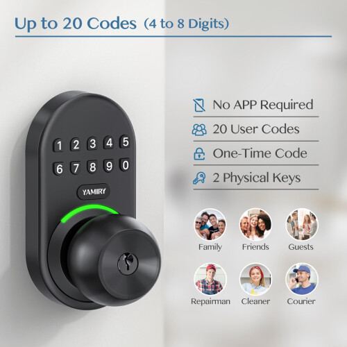 Keypad Smart Door Knob Lock Yamiry Keyless Entry Digital Lock with Handle Electronic Code Knob for Front Door Easy Installation 1