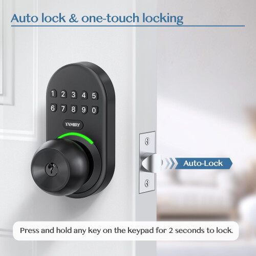 Keypad Smart Door Knob Lock Yamiry Keyless Entry Digital Lock with Handle Electronic Code Knob for Front Door Easy Installation 2